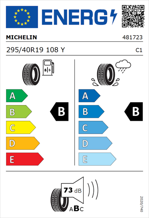 Tyre Label for Michelin Pilot Sport 4 295/40R19 108Y