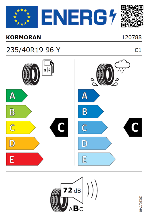 Tyre Label for Kormoran Ultra High Performance 235/40R19 96Y